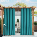 NICETOWN 2 Panels Outdoor Curtains Waterproof Fixed Grommet/Back Tab on Top & Bottom, Thermal Insulated Windproorf Sun Blocking Outdoor Drapes with Rope for Patio/Gazebo, W52 x L84, Peacock Teal