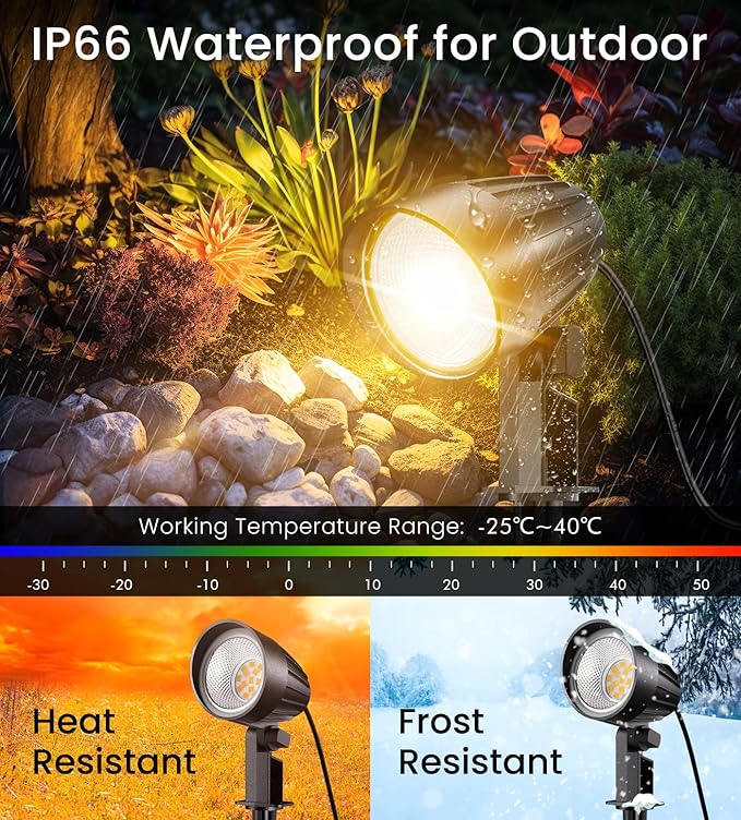 MEIKEE 7W 800LM Low Voltage Landscape Lighting, 12V 24V 2700K Warm White LED Landscape Lights IP66 Waterproof Outdoor Spot Lights for Garden Pathway Wall Tree Fence 2-Pack