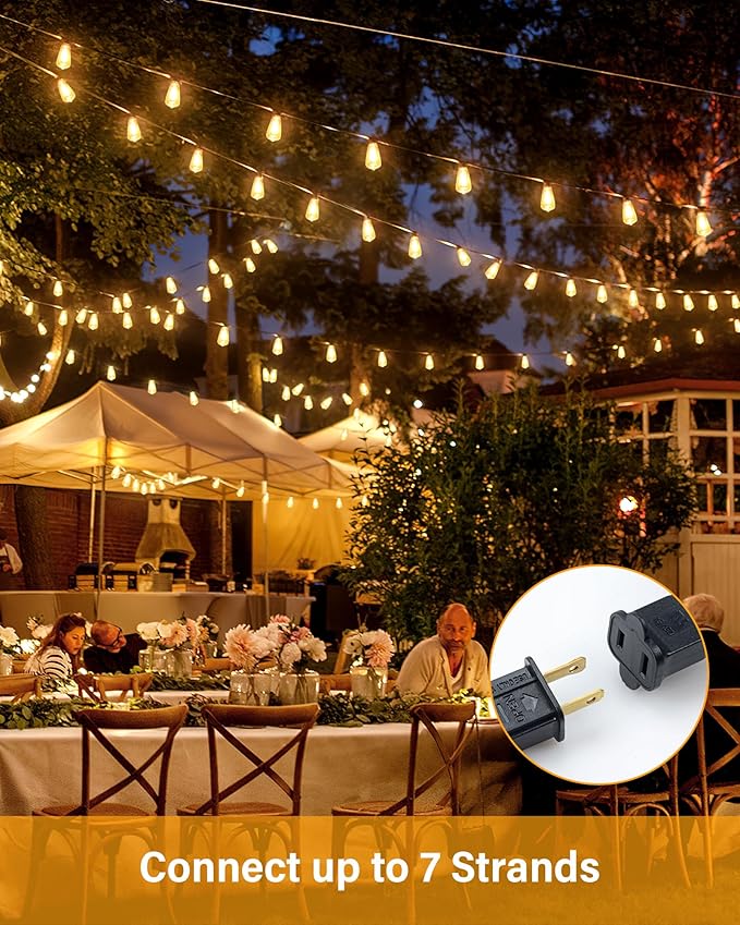 200FT LED Outdoor String Lights, 2700K LED Patio Lights Outdoor Waterproof with 100+4 Shatterproof Vintage Bulbs, Plug in Hanging Light for Porch, Backyard, Garden, Gazebo