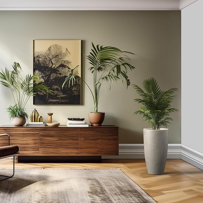 Kante 23.6" H Weathered Concrete Tall Planters (Set of 2), Large Outdoor Indoor Decorative Plant Pots with Drainage Hole and Rubber Plug, Modern Style for Home and Garden