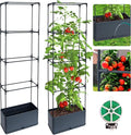2 Packs Raised Garden Bed Tomato Planter Box with Trellis, 55.2" Self-Watering Tomato Cage with Rectangular Trellis for Climbing Plants Flowers Vegetables Vine in Patio Garden Indoor Outdoor