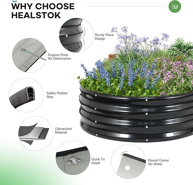 Galvanized Raised Garden Bed Outdoor, 6x3x1ft Oval Metal Raised Beds for Gardening, Rust-Resistant Garden Planter Box for Planting Vegetables, Flowers, Fruits in Backyard, Patio, Lawn(Grey)