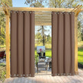 NICETOWN Outdoor Curtain for Patio Waterproof, Thermal Insulated Top and Bottom Grommets Blackout Indoor Outdoor Drape, Windproof and Keep Privacy for Pergola (1 Panel, W52 x L95 inch, Tan-Khaki)