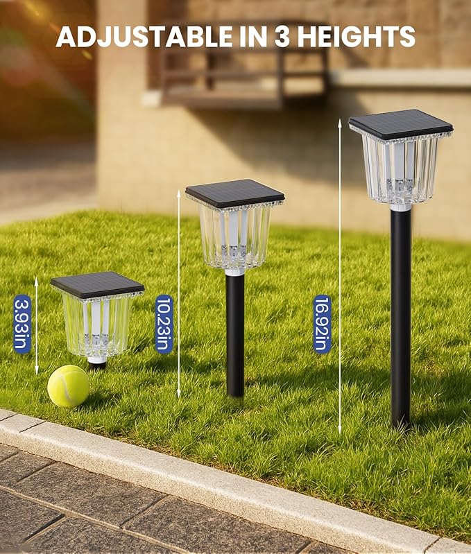 Super Bright Solar Outdoor Lights for Pathway Powered 2 Pack,Adjustable Warm&Cool White,Waterproof IP65 Solar Garden Decor Landscape Lighting Outside for Front Yard/Patio/Walkway/Driveway/Lawn Light