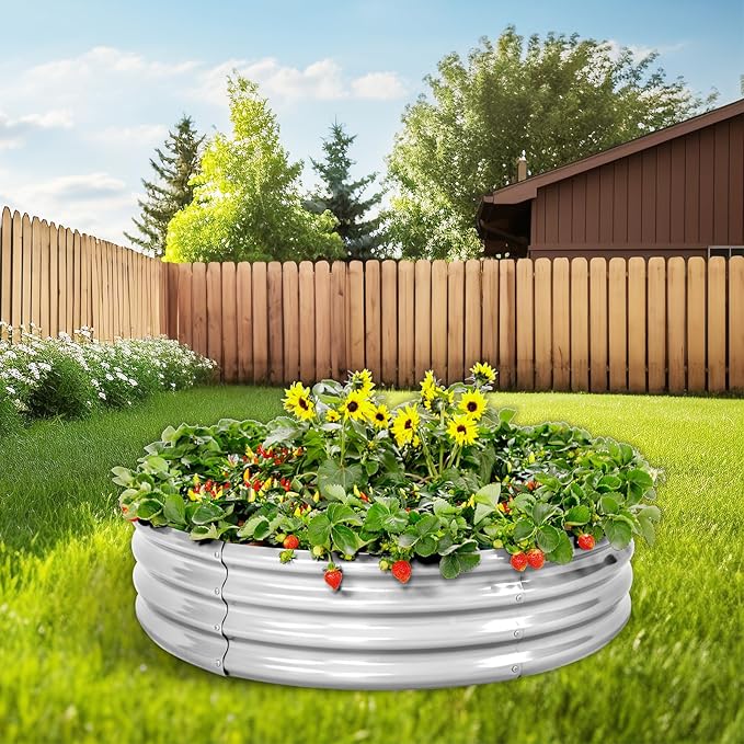 Land Guard 2 Pack 2×2×1ft Galvanized Raised Garden Bed, Planter Raised Garden Beds Outdoor, Round Clearance Raised Garden Beds for Gardening Vegetables……