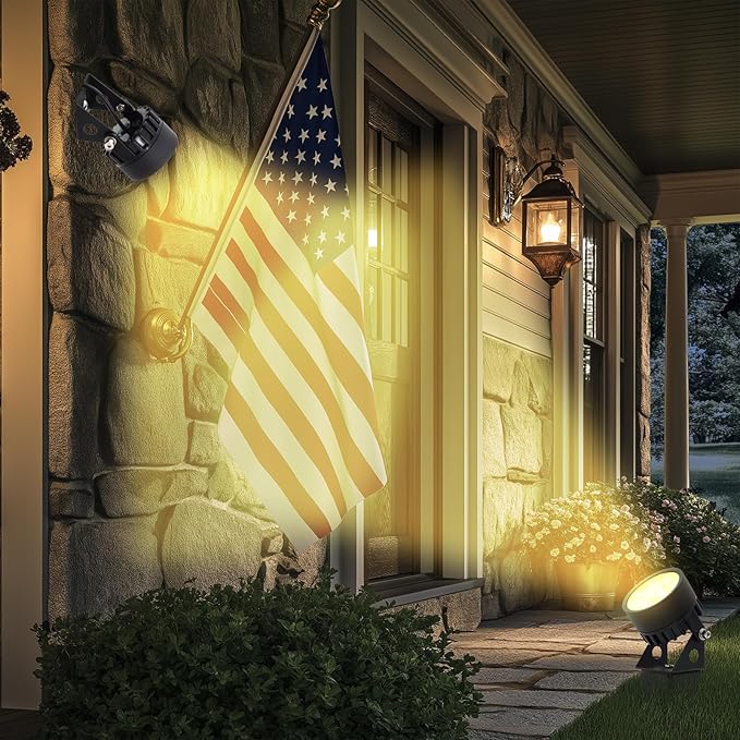 Solar Outdoor Spotlight Legacy 50X 4PK, Garden Landscape Yard Pathway Light, IP65 Waterproof, Warm White LED, Black Finish