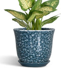 Ceramic Pots for Plants - 5.6 Inch Plant Pot for Indoor Outdoor, Round Succulent Orchid Pot with Drainage Hole and Saucer, Modern Small Flower Pot, Room Home Decor, Plant Lover Gifts, Blue