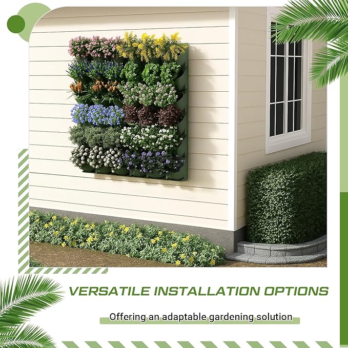 30 Set 60 Pocket Vertical Stackable Wall Planters Kit Outdoor Self Watering Plastic Planter Grow Hang Mount System for Strawberry Flower Vegetable Home Fence Balcony Wall Decor