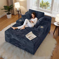 CHORRO67 Chaise Lounge Chair Indoor,Oversized Boneless Single Sleeeper Couch Bed,Corduroy Cloud Sofa with 3 Soft Pillows for Livingroom,Bedroom,No Assembly (Grey)