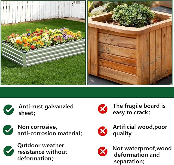 Vengarus 8x2x1FT (2 Pack) Galvanized Raised Garden Bed-Outdoor Planter Box for Vegetables,Metal Flower Boxes with Corner,Planter Raised Bed,(Silver)