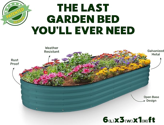 Plant & Plot Galvanized Raised Garden Beds Outdoor // 6×3×1 ft (2-Pack) Planter Raised Beds for Gardening, Vegetables, Flowers // Large Metal Garden Box // Patented Tool-Free Design (Turquoise)