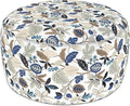 LVTXIII Indoor/Outdoor Extra Large Inflatable Ottoman Pouf D31 x H14 Inch, Round Footstool with Handle, Weather-Resistant Portable Furniture for Patio, Camping, Beach, Breeze Leaves Beige