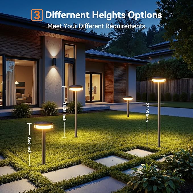 LETMY Solar Pathway Lights Outdoor, 2 Pack 2X Brighter Solar Lights Outdoor Waterproof, Taller Pathway Light with Larger Panel, Auto On/Off Up to 12Hrs Driveway Light for Yard Outside Patio Path Lawn