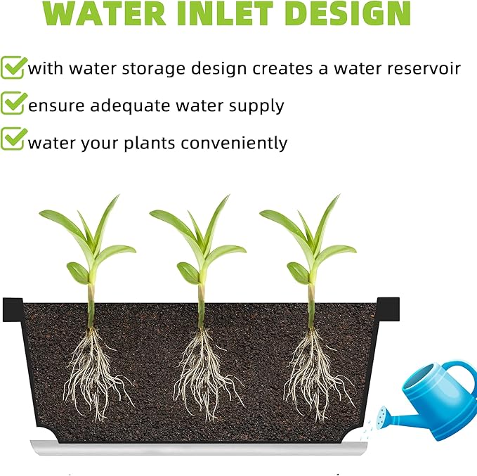 Window Box Planter, 7 Pack Plastic Vegetable Flower Planters Boxes 17 Inches Rectangular Flower Pots with Saucers for Indoor Outdoor Garden, Patio, Home Decor