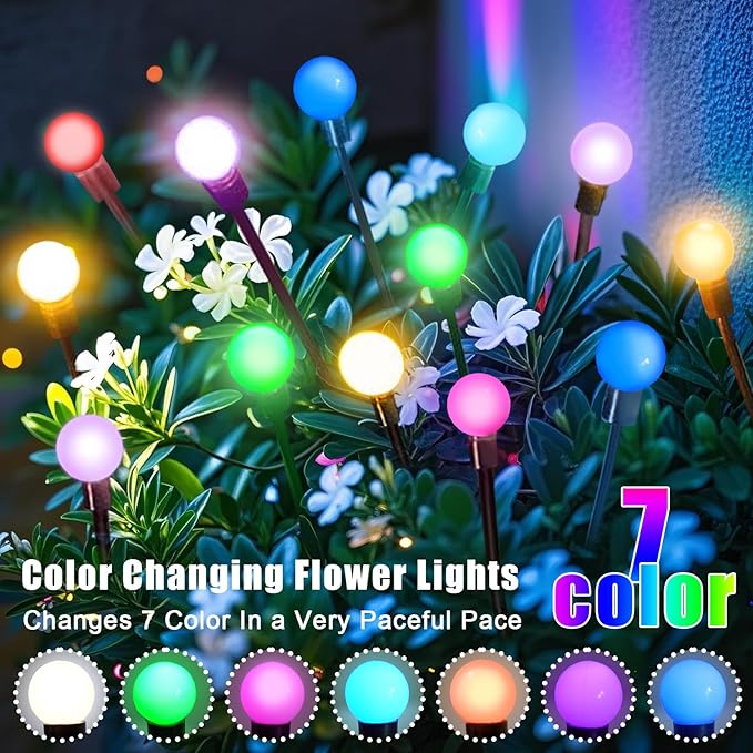 Solar Garden Lights Outdoor, Swaying Light Waterproof Solar Lights Outdoor for Yard Pathway Patio, Swaying Lawn Decor as Gardening Gifts for Women Holiday (Multicolor, 4 Pack)
