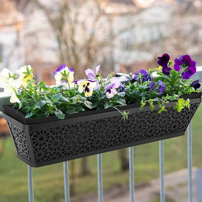 Adnee 2 Pcs 30 Inch Fabric Plant Window Box Liners-Rectangular Non-Woven Planter Basket Liner-Black Felt Flower Hanging Basket for Outdoor Garden Wall Hanging Planter Flower Vegetables
