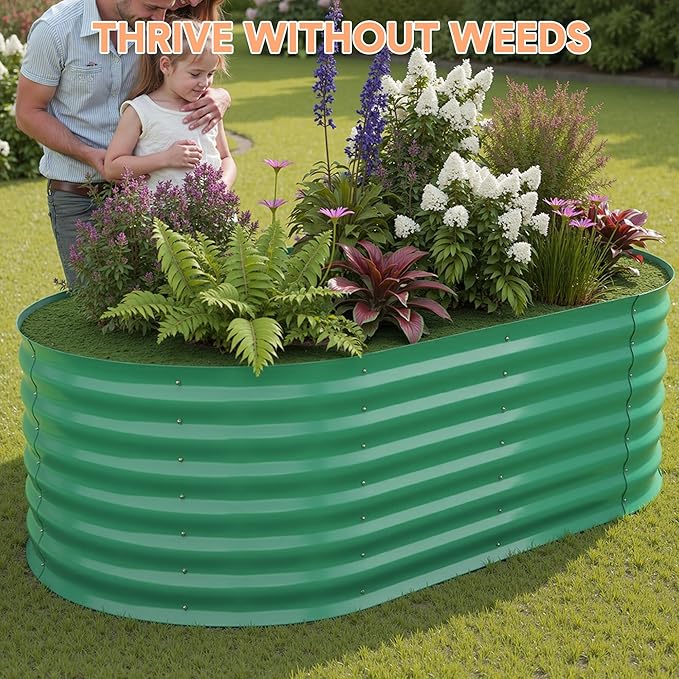 Garvee 6x3x2 ft Galvanized Raised Garden Bed Outdoor, 24 in Tall Metal Planter Box for Flowers Vegetables, Rust-Resistant Raised Garden Beds for Gardening, Easy Assembly Outdoor Garden Box & Planters