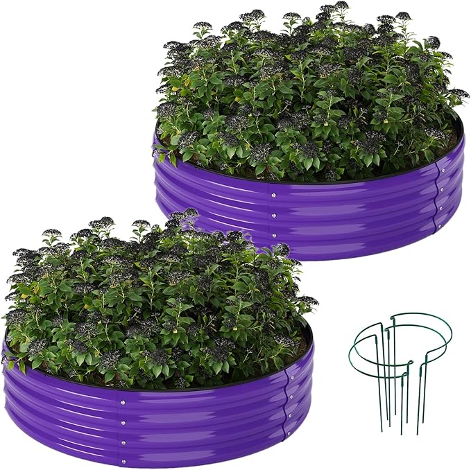 Galvanized Metal Planter Raised Garden Bed Kit for Gardening Outdoor Garden Box Raised Flower Bed 2PC Purple 2X2X1FT