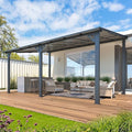 AECOJOY 16' x 10' Gazebo Outdoor Pergola, 10x16 Large Wall-Mounted Hardtop Lean to Metal Gazebo Shelter Pergolas and Gazebos Clearance with Patio Roof, Heavy Duty Awnings for Backyard, Decks