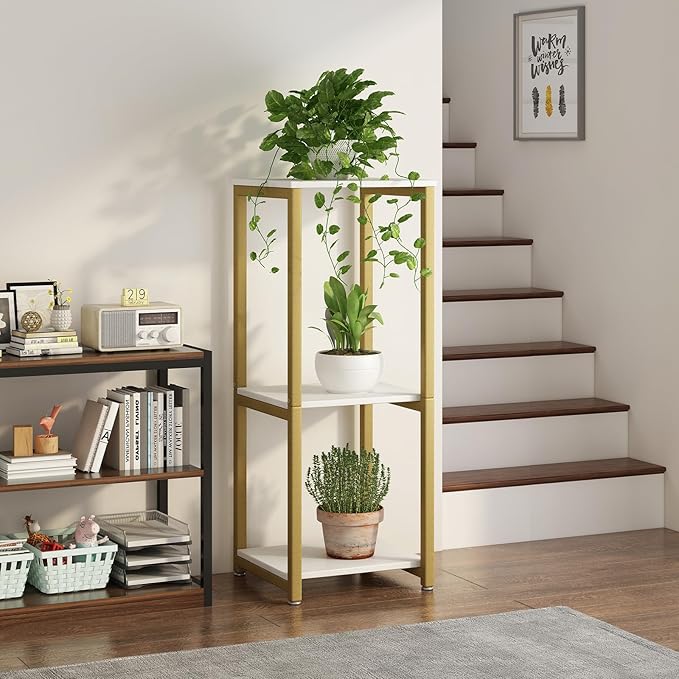 Plant Stand Indoor Corner Tall 3 Tier Metal Modern Flower Storage Plant Shelf Holder for Living Room Balcony Garden,Gold (3 Tier-Gold)