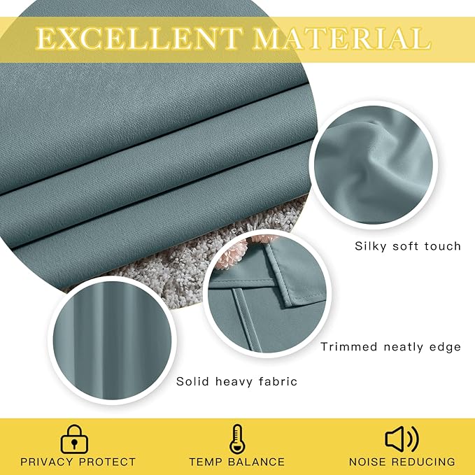 NICETOWN 108 inch Sliding Door Curtains for Bedroom, Grommet Thermal Insulated Blackout Window Treatment Sound Reducing Drape for Living Room, Greyish Blue, 1 Panel, W80 x L108