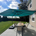 PURPLE LEAF 11 Feet Patio Cantilever Umbrella with Base Outdoor Umbrella Round Aluminum Offset with 360-degree Rotation for Garden Deck Pool Patio, Turquoise Blue