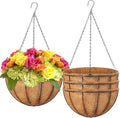 Hanging Baskets Planter for Plants - 4 Pack 10 Inch Metal Baskets with Coco Coir Liner, Hanging Flower Pots for Outside with Chain, Indoor Outdoor Garden Porch Decoration (10'' Pack of 4)