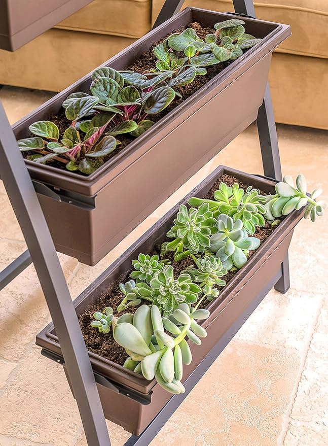 6-Ft Raised Garden Bed - Vertical Garden Freestanding Elevated Planter with 4 Container Boxes - Good for Patio or Balcony Indoor and Outdoor - Perfect to Grow Vegetables Herbs Flowers