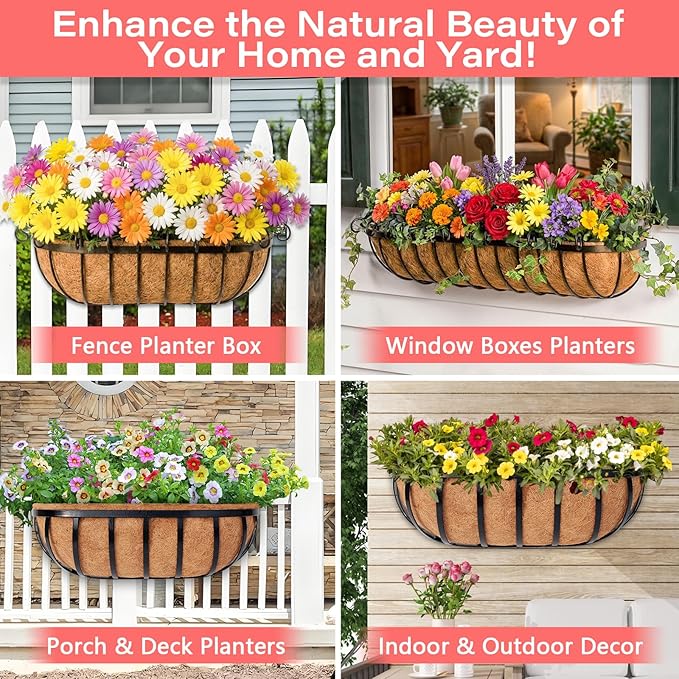 Legigo 2 Pack Trough Coco Liner for Planters- 24 Inch Window Box Liners Coconut Coir Basket Liners, Planter Box Coconut Liner for Window Flower Box Pots, Fence Trough Planter, Wall Planter Basket