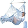 Chihee Hammock Chair Super Large Soft-Spun Cotton Rope Weaving Hanging Chair, Collapsible Strong Metal Spreader Bar Wide Seat Lace Stretch Swing Chairs Indoor Outdoor Garden Yard Theme Decoration