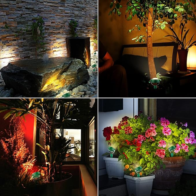 BIGMONAT Cordless Landscape Light Rechargeable, Color Changing Planter Spotlight Indoor Outdoor, RGB Garden Lighting with Remote, Waterproof Halloween Christmas Light for Potted Tree Patio Yard Decor