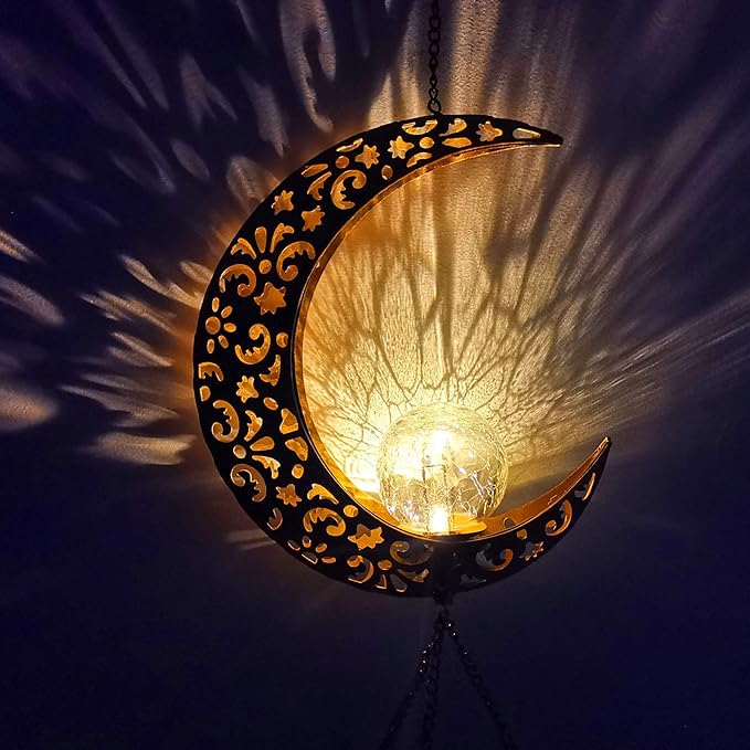 Moon Solar Lights Wind Chimes for Outside Gift for Women,Mom and Grandma Birthday Gifts Large Decor Windchimes Outdoors Gardening Gift for Outdoor Patio Yard Porch Solar Moon Night Lights
