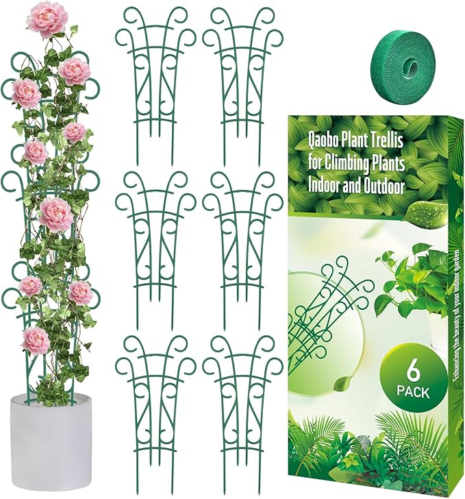 6 Pack Indoor Plant Trellis for Potted Plants, Stackable Garden Trellis for Climbing Plants Outdoor, Small Trellis for Houseplants Rose Hoya Pothos Plant Climber Support