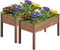 Yaheetech 2pcs Raised Garden Bed 48x24x30in Elevated Wooden Horticulture Planter Box with Legs Standing Growing Bed for Gardening/Backyard/Patio/Balcony, Dark Brown