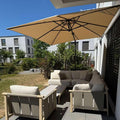 PURPLE LEAF 6.5' X 10' Left-right Tilt Patio Umbrella Outdoor Cantilever Swivel Rectangle Umbrella Aluminum Offset Umbrella with 360-degree Rotation for Garden Deck Pool Patio Beige