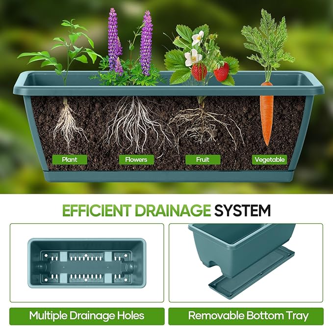 CADUKE Raised Planter Box with Legs, 32" Elevated Vegetable Garden Beds, Raised Garden Bed with Drainage Holes & Trellis, Herb Garden Planter Outdoor for Vegetables, Balcony, Patio, Green