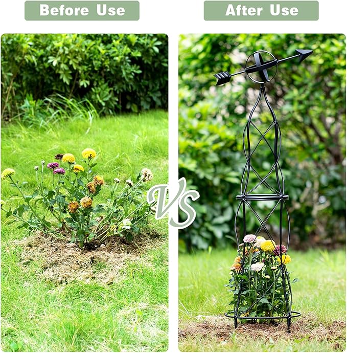 41-Inch Metal Obelisk Trellis – Elegant Garden Support for Climbing Plants, Perfect for Outdoor Rose Bushes and Tall Vines, Durable Metal Design with Arrow Top for Indoor and Outdoor Use