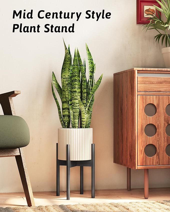 Adjustable Plant Stand Indoor, Bamboo Plant Stand Fits 8 9 10 11 12 Inches, Small Corner Planter Holder for Indoor Plants, Single Floor Plant Stands for Living Room Balcony, Inky