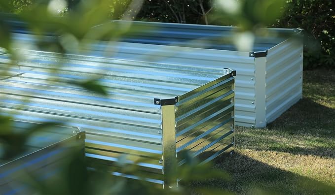 4×3×1FT(2PCS) Galvanized Raised Garden Bed Kit, Metal Planter Boxes,Large Raised Garden Bed for Planting Vegetables,Flowers,Herbs -Silver