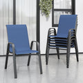 Patio Chairs Set of 6, Stackable Outdoor Dining Chairs for All Weather Textilene Fabric & Metal Frame, Outdoor Chairs Set for Backyard Deck Garden