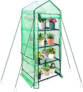 4 Tier Mini Greenhouse for Outdoor Indoor, Double-Layer Roof, Heavy Duty Small Greenhouses with PE Cover, Portable Green Houses for Outside Winter Plant Protection, 64'' H x 27'' L x 20'' W