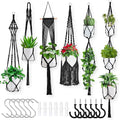 Macrame Plant Hangers, 6Pack Hanging Plant Holders Indoor w/ 6 Set Hooks Handmade Cotton Rope Plant Hangers Set Flower Pots Holder Stand Boho Home Decor Hanging Planters for Indoor Outdoor Plants