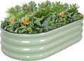 G GOOD GAIN Raised Garden Beds - 4x2x1ft Galvanized Planter Boxes Kit with Protective Tape & Gloves & Tools | Oval Metal Outdoor Raised Bed for Gardening Vegetables, Fruits, Flowers, Herbs, Green