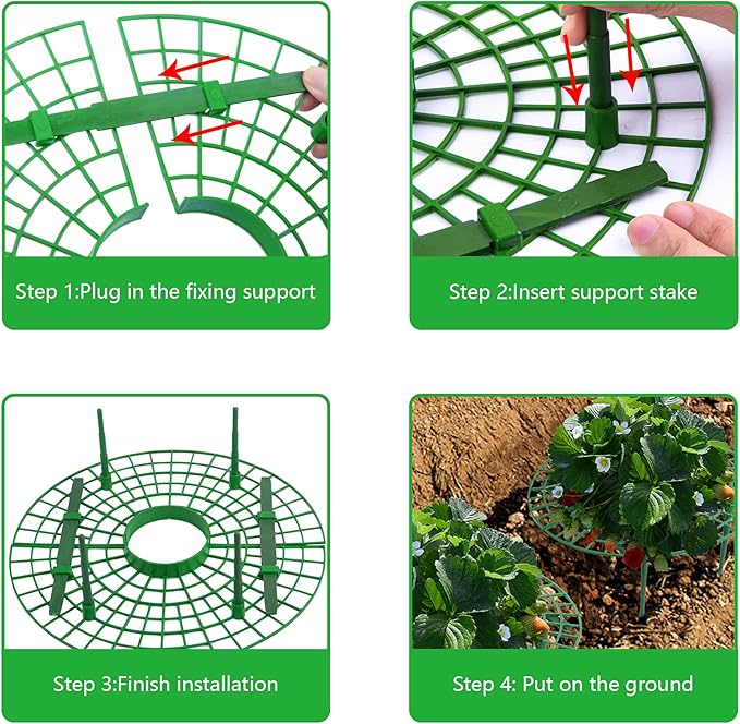 Iceyyyy 10 Pack Strawberry Plant Support - Large Size Strawberry Growing Racks - Strawberry Growing Frame for Keeping Garden Strawberry Clean