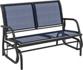 Outsunny 2-Person Outdoor Glider Bench, Patio Double Swing Rocking Chair Loveseat w/Powder Coated Steel Frame for Backyard Garden Porch, Dark Blue