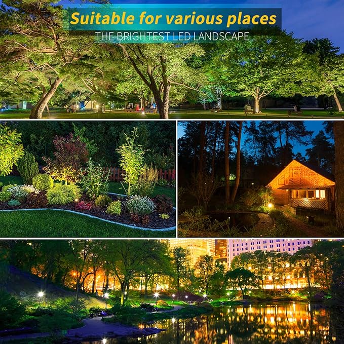 LED Landscape Lights,5W 120V AC Outdoor Pathway Garden Yard Spotlight,IP65 Waterproof Garden Flood Light,Outdoor Spotlight with Stake,UL Cord 5-ft with Plug (Pack of 2, Warm White)