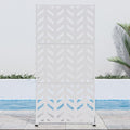 Casaphoria Metal Privacy Screen Outdoor, 72" H x 35" W Freestanding Decorative Privacy Screen for Patio Deck Balcony Garden with Stable Base, White-Keith