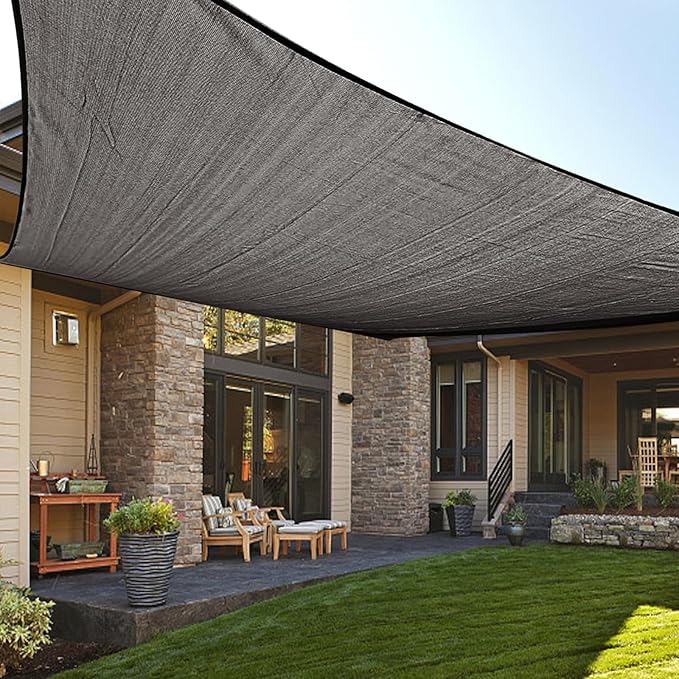 LOVE STORY Custom Size 10'x12' Dark Grey Sun Shade Sail Rectangle UV Block Canopy Patio Sail Sunshades Fabric for Outdoor Garden Carport (We Make Custom Size)