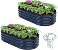 Galvanized Metal Planter Raised Garden Bed Kit for Gardening Outdoor Garden Box Raised Flower Bed 2PC Blue 4X2X1FT
