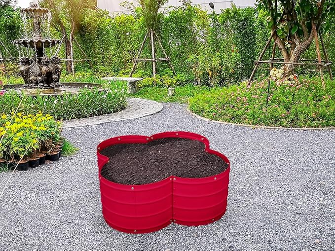 Plant & Plot Galvanized Raised Garden Beds Outdoor // 3×3×1 ft Planter Raised Beds for Gardening, Vegetables, Flowers // Large Metal Garden Box (Red) // Patented Tool-Free Design